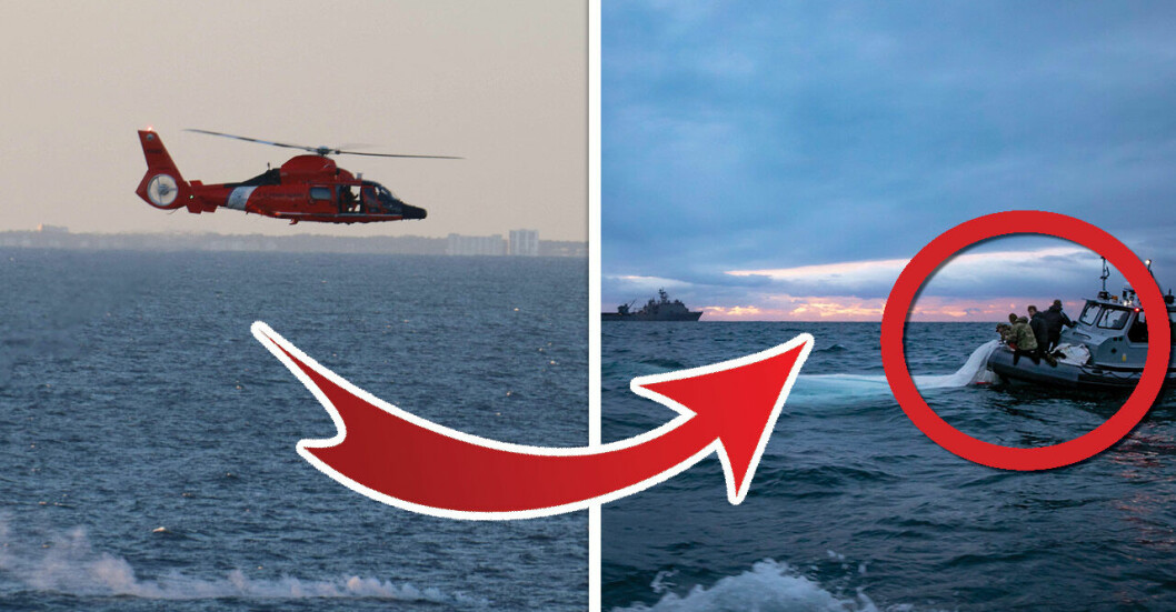 BILDEXTRA: Här plockas ”Spionballongen” upp av amerikanska flottan