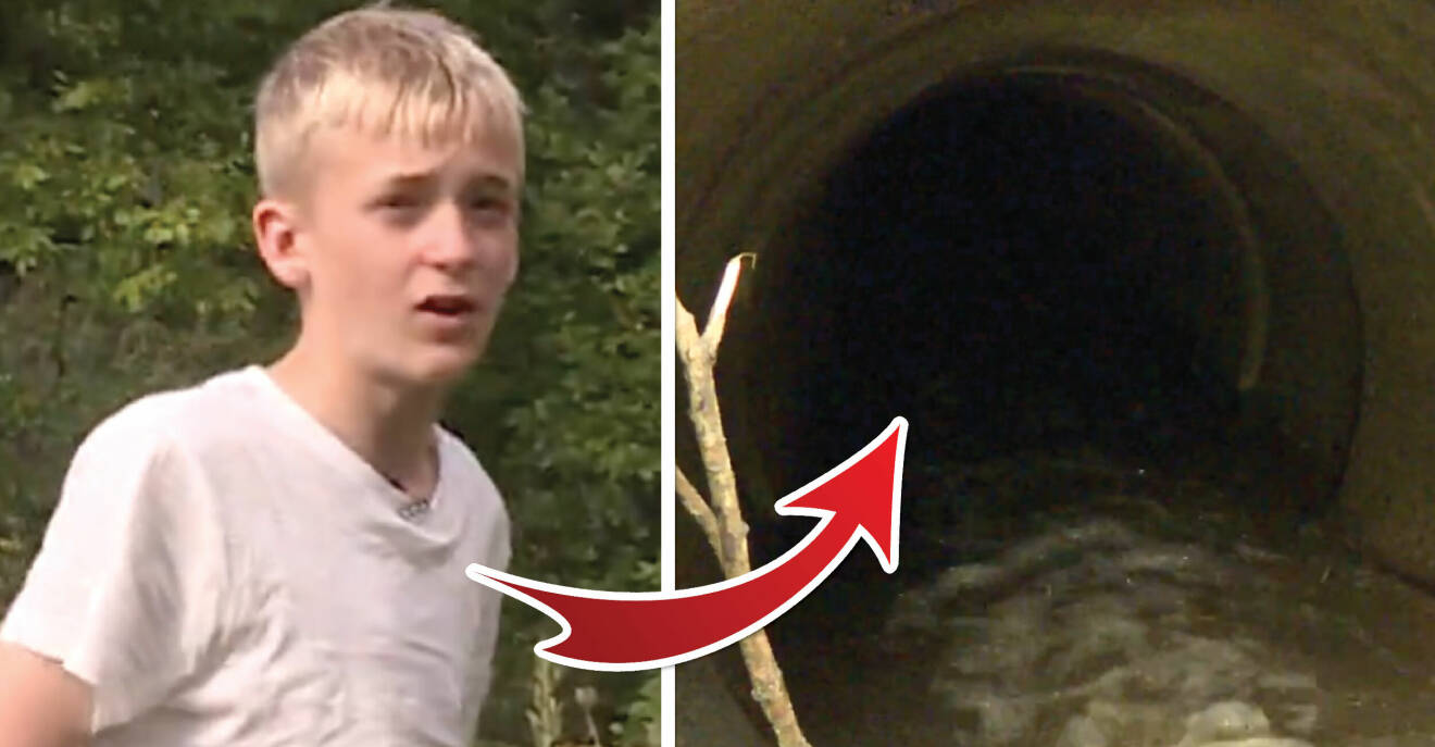 Bjørn, 13, badade med vänner – sögs ner i ett 200 meter långt dräneringsrör