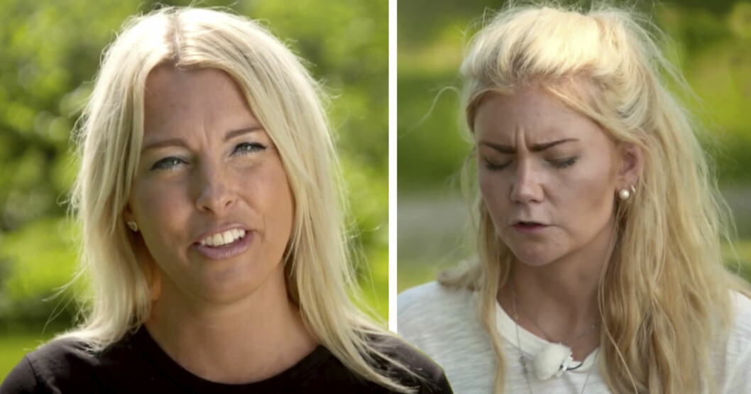 Det blev ett cykelbråk i Bonde söker fru mellan Susanne Bostrand och Emelie Åström. <strong>Foto: TV4.</strong> Cykelbråk i Bonde söker fru mellan Susanne Bostrand och Emelie Åström.
