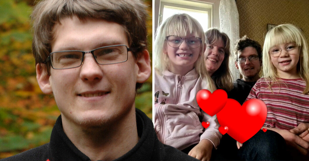 Fredrik Karlsson Wirén med familjen.