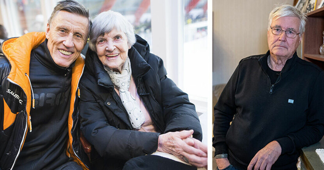 Börje Salming med mamma Karin Salming. Till höger Stig Salming.