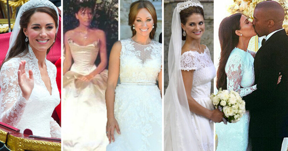 5 kändisars olika bröllopsklänningar