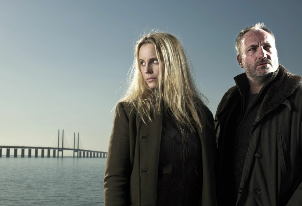 Sofia Helin som Saga Norén och Kim Bodnia som Martin Rohde. Ska de komma överens. foto: All Over
