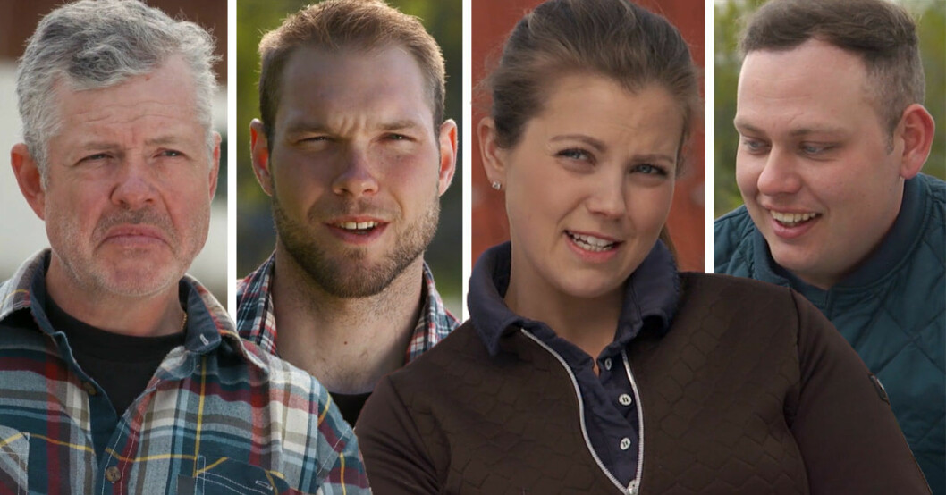 Mats Thomsson, Erik Parai Arnesson, Linn Regild och Patrik Fernlund i Bonde söker fru 2020.