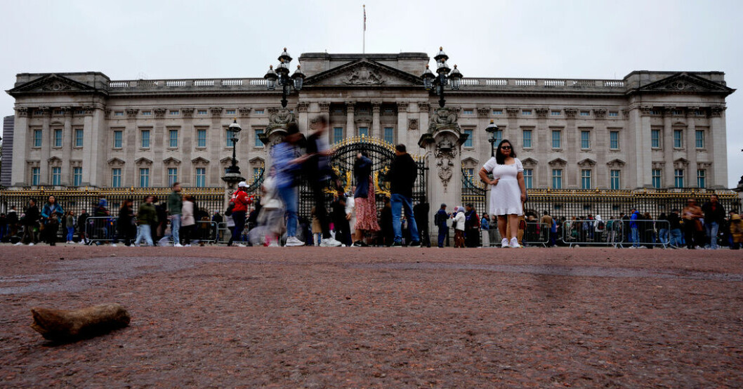 Buckingham Palace. Arkivbild. Man gripen utanför Buckingham Palace