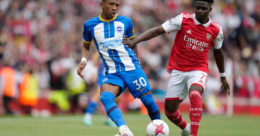 Bukayo Saka, till höger, förlänger kontraktet med Arsenal. Arkivbild. Saka förlänger kontraktet med Arsenal