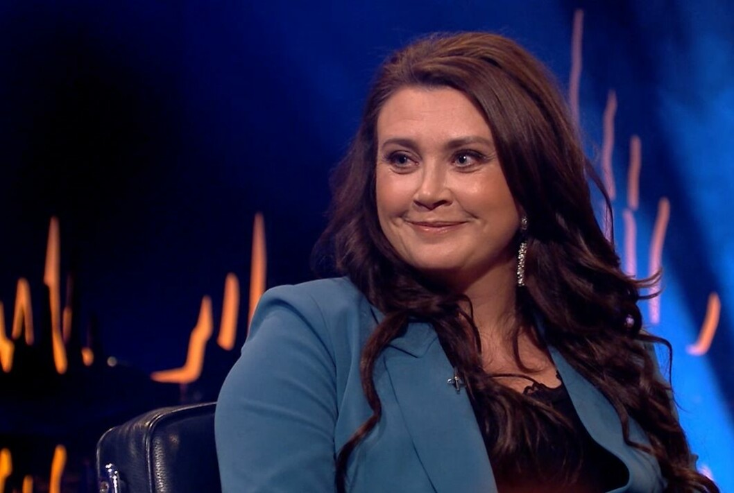 Camilla Läckberg i Skavlan. FOTO: SVT Camilla Läckberg i Skavlan