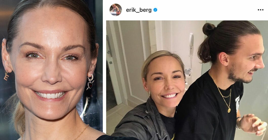 Carina Berg väsnter. Instagrambild från Eric till höger.