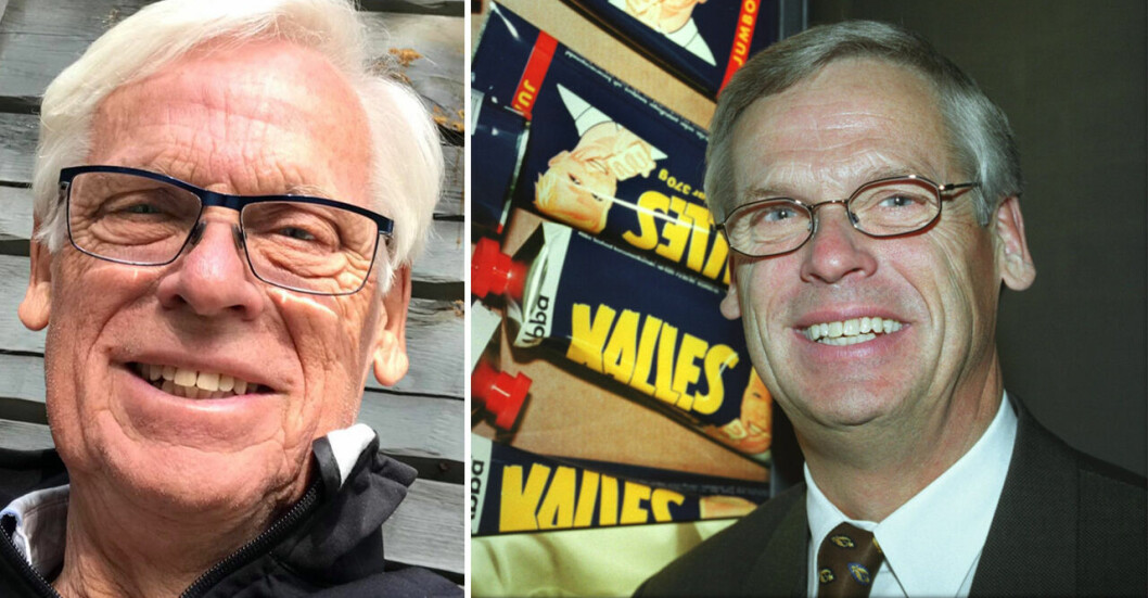 <strong>Carl Ameln har jobbat som säljare och bor i dag i Norrtälje.</strong> Carl Ameln i dag, samt 1999 när han poserar framför en affisch med massor av Kalles Kaviar-tuber.