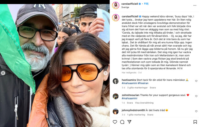 Carola med mannen. Carolas Instagram