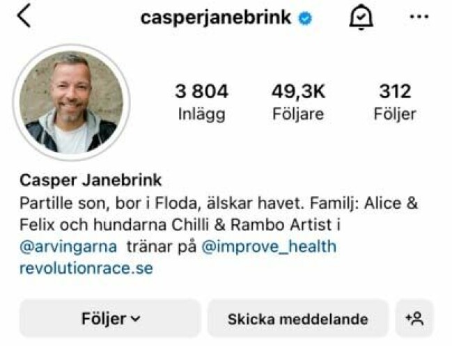 Foto: Instagram Casper Janebrink