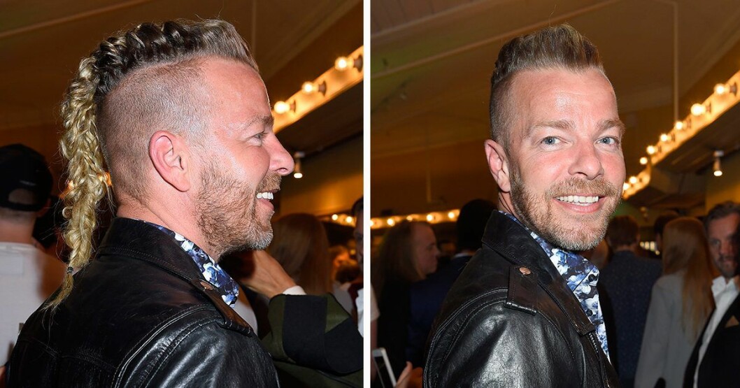 Casper Janebrink i en fläta med rakat på sidorna