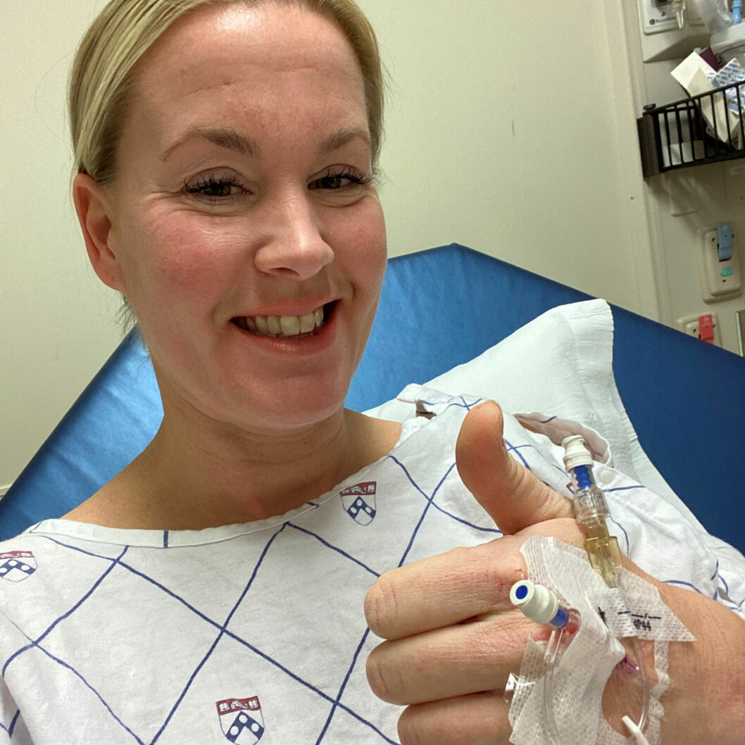 Cheryl Urban, 44, efter sin transplantation. Operationen tog 14 timmar att genomföra.
