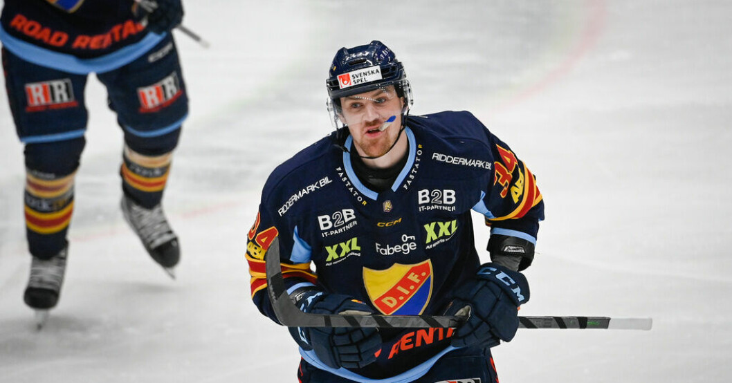 Daniel Brodin avgjorde den andra hockeyallsvenska finalen. Arkivbild. Djurgården kvitterade – vann efter förlängning