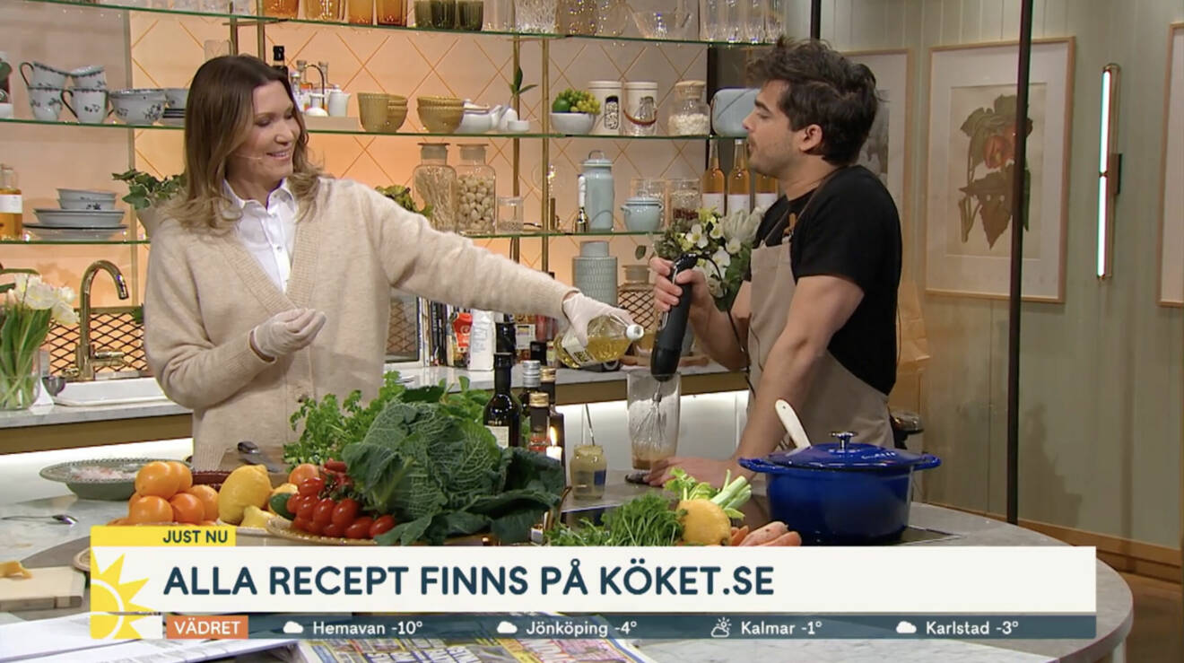Dante Zia lagade mat i Nyhetsmorgon-köket under söndagen den 16 januari. Jenny Alversjö programledde avsnittet.