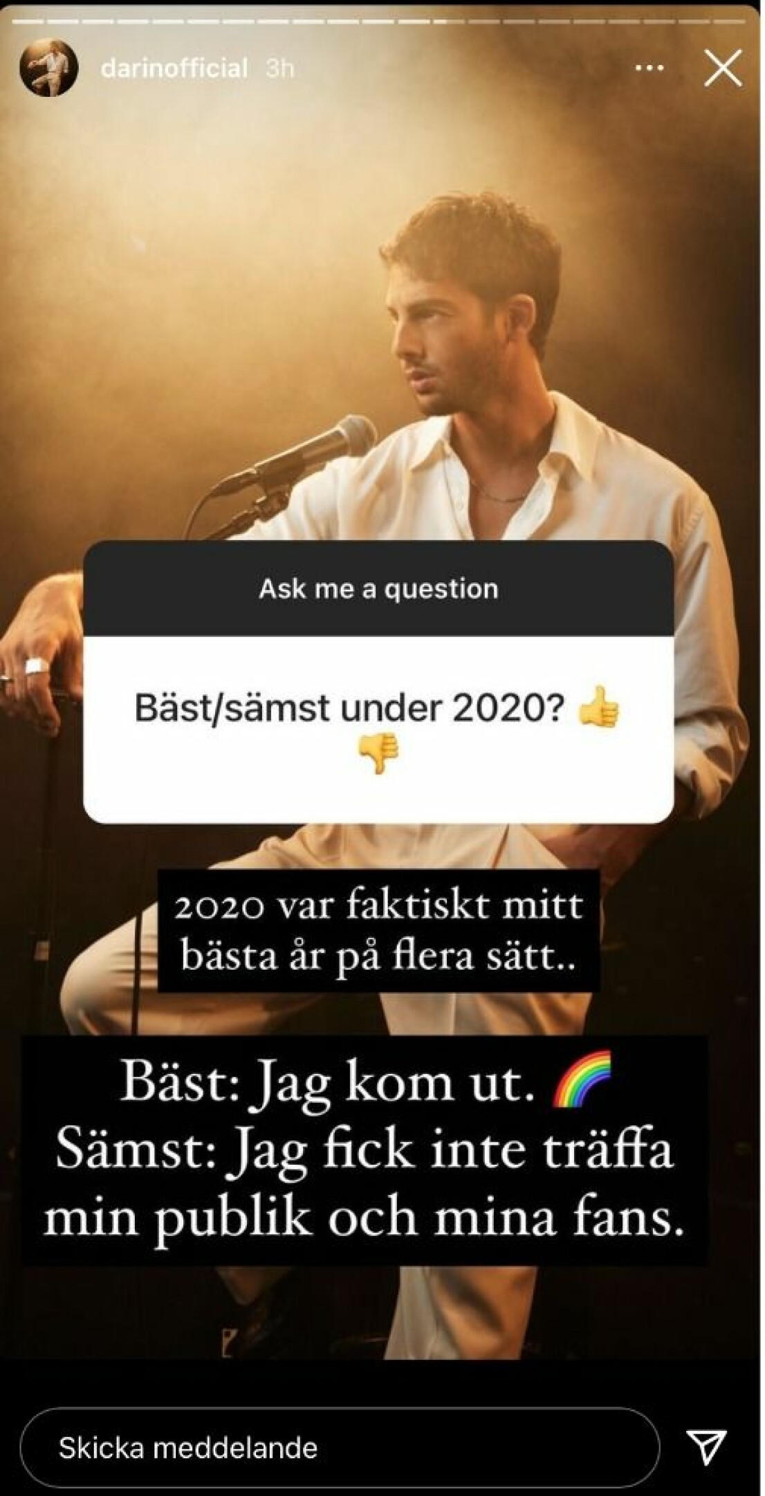 Det bästa med 2020 var när Darin kom ut som gay. Darin Zanyar