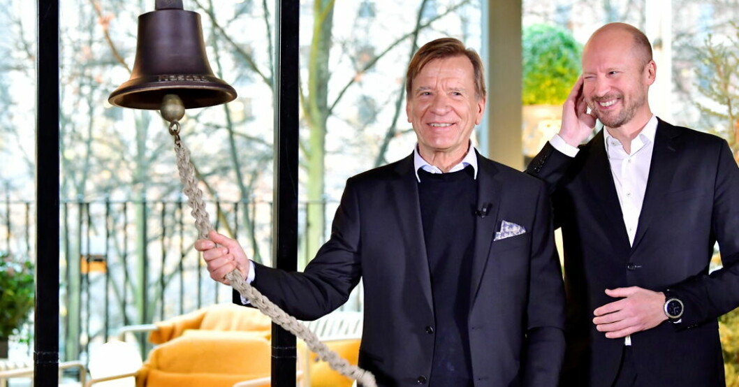 Dåvarande vd Håkan Samuelsson i samband med Volvo Cars börsintroduktion i Stockholm i oktober 2021. Arkivbild. Nya börsnoterade bolag rasar i värde