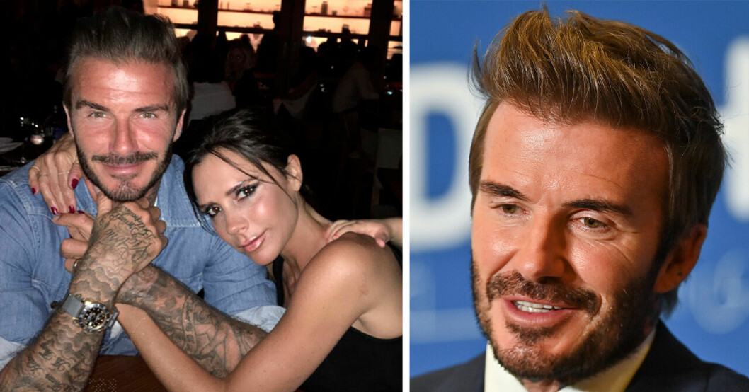 David och frun Victoria Beckham. Till höger syns David Beckham själv.