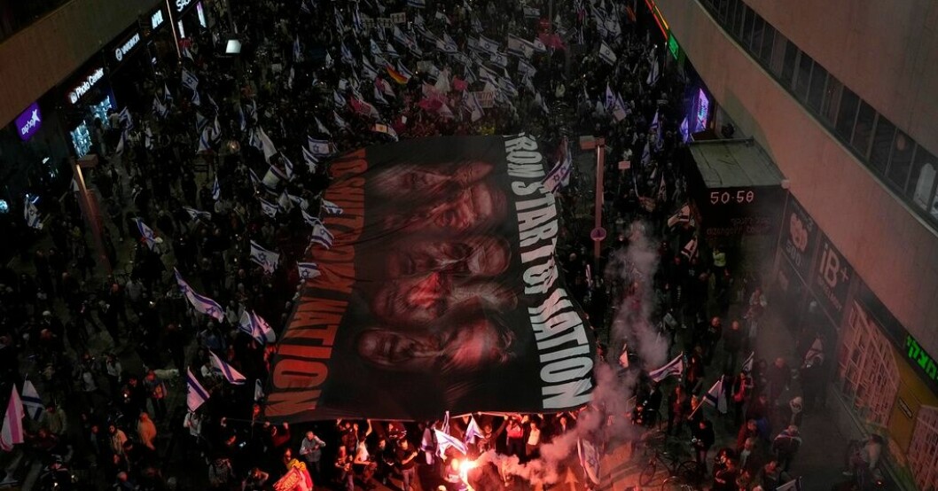 Demonstration i Tel Aviv på lördagen. Nya stora demonstrationer mot Netanyahu
