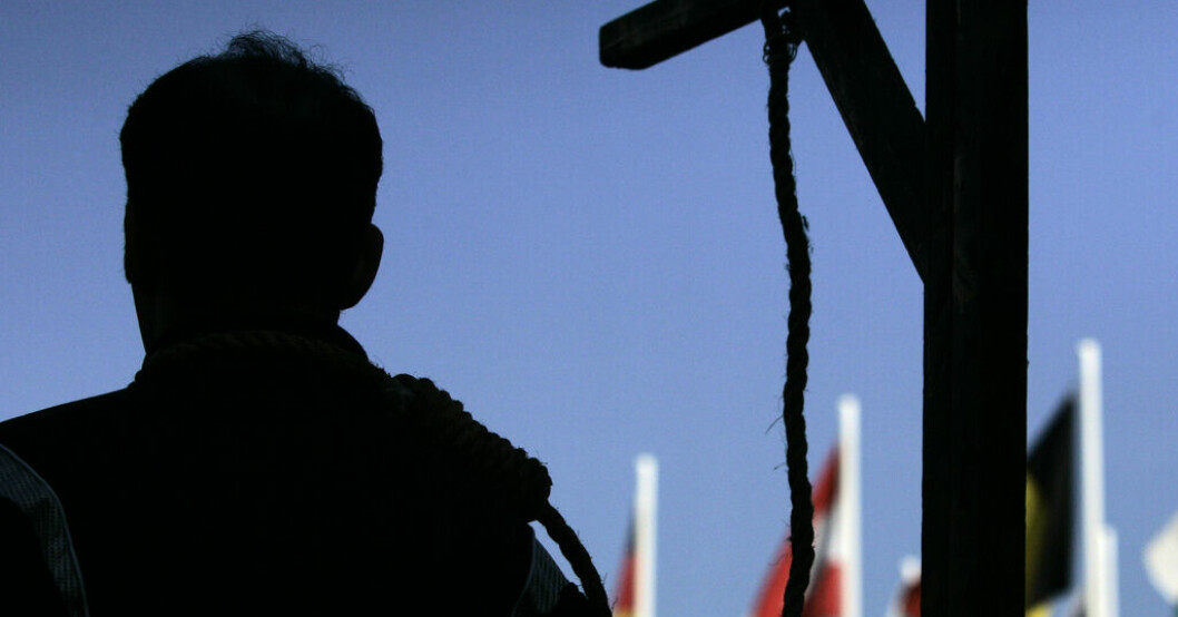 Demonstration mot dödsstraff i Iran under ett EU-möte i Luxemburg. Arkivbild. Ökande antal avrättningar i Iran