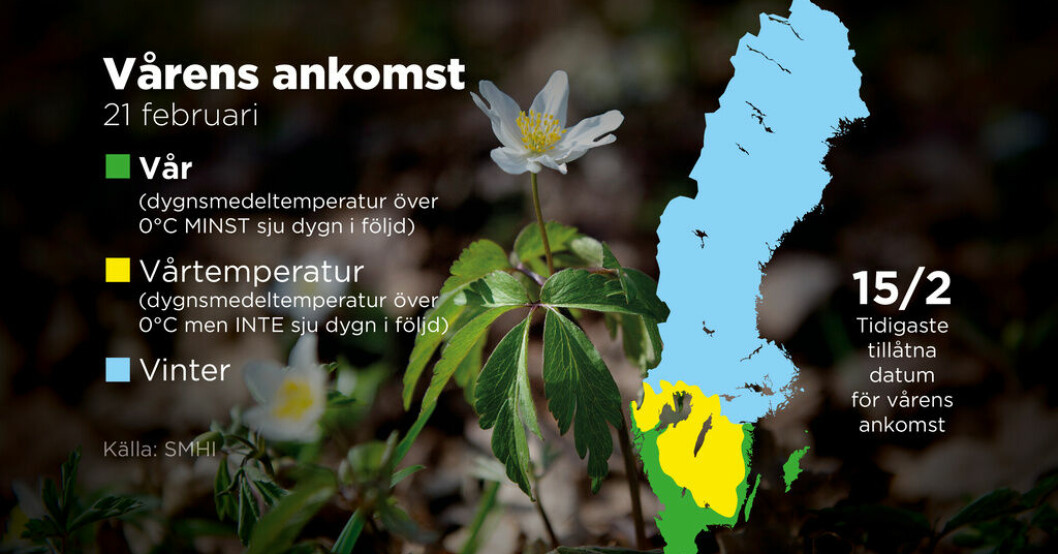 Den meteorologiska våren har nått stora delar av södra Götaland. Våren har nått södra Sverige