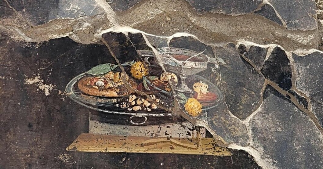 Den väggmålning som hittades i Pompeji i Italien föreställer inte en pizza. Ingen pizza på väggen i Pompeji
