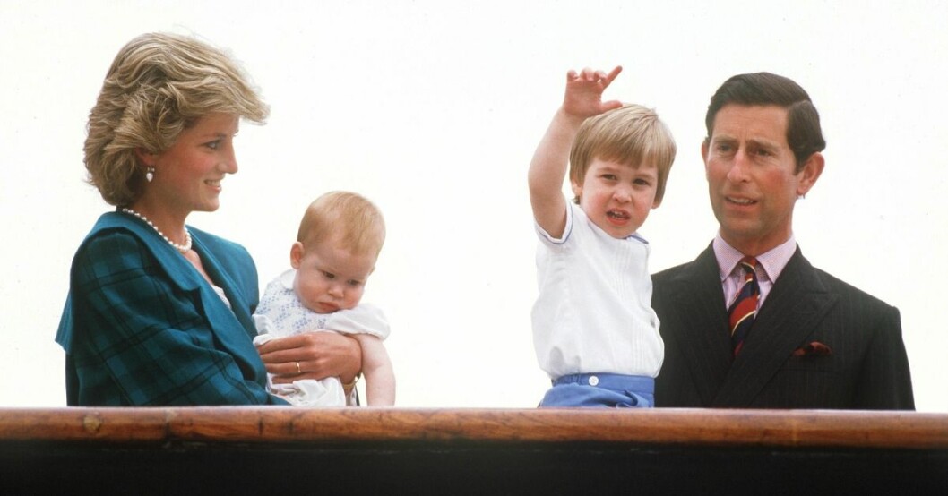 Diana med sönerna Harry och William och exmaken prins Charles.
