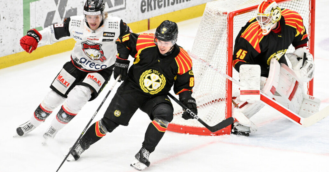 Dmytro Timashov och Jussi Olkinuora, i svarta tröjor, lämnar Brynäs. Arkivbild. Efter degraderingen – elva spelare lämnar Brynäs