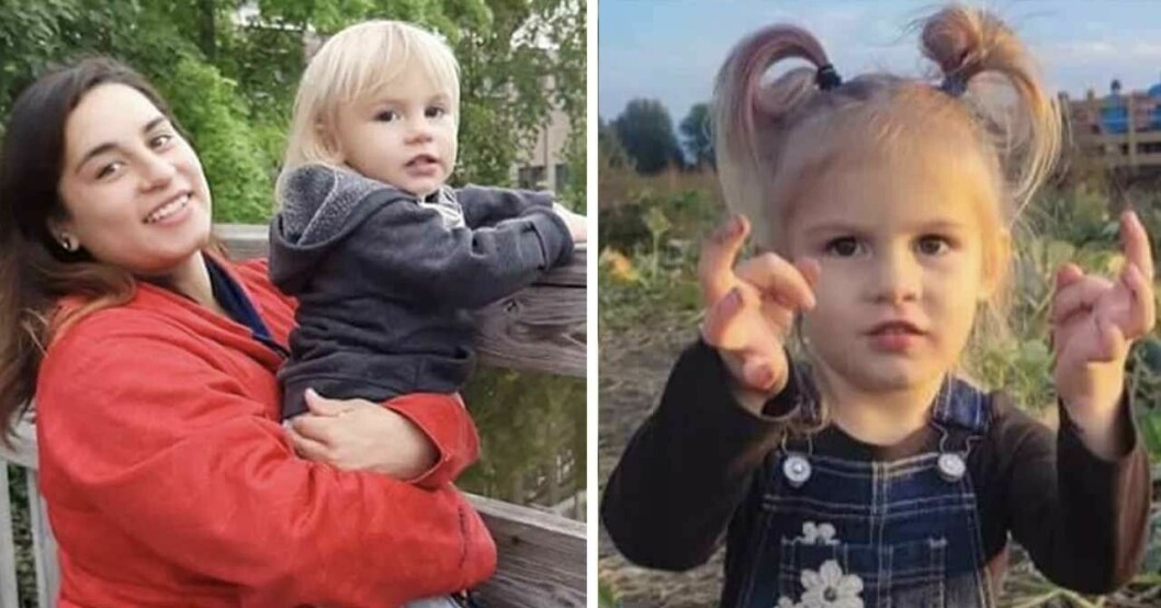Mamma Ezra med dotterns Cordelia och till höger syns Cordelia själv hålla upp händerna framför sig.