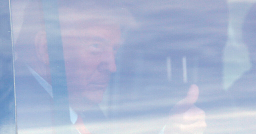 Donald Trump då han anlände till sitt residens Trump National Doral i Miami på måndagen. Miami redo för protester när Trump är i rätten