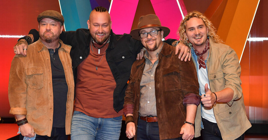 Drängarna, från vänster Olav Fossheim, Magnus Olsson, Robert Åhlin och Anders Wigelius. Drängarna med Olav Fossheim, Magnus Olsson, Robert Åhlin och Anders Wigelius i Melodifestivalen 2020.