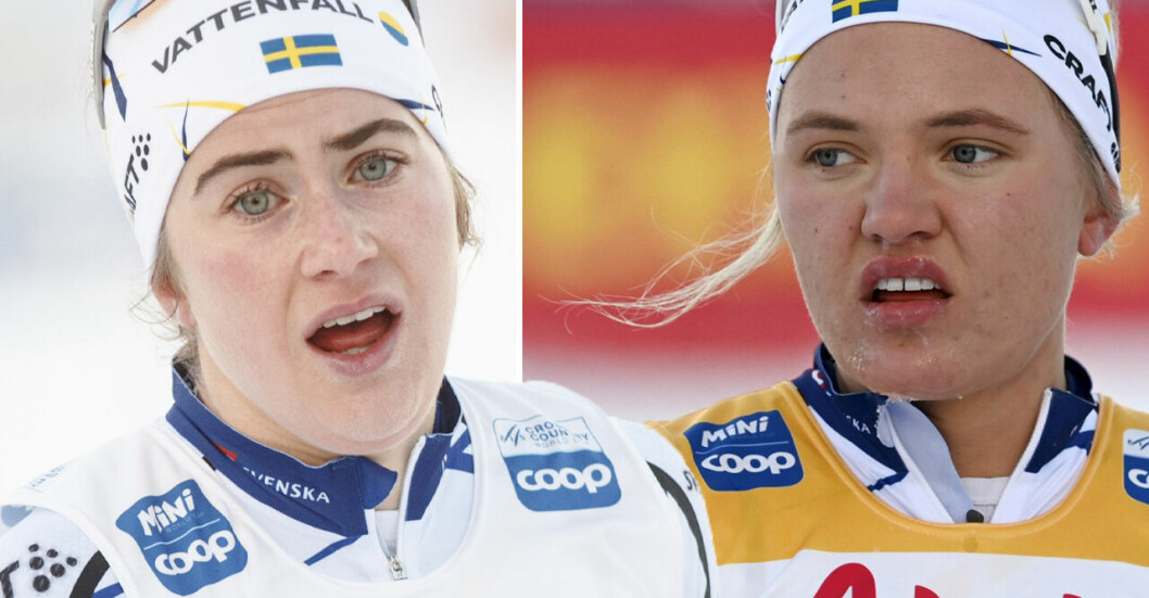 <strong>Ebba Andersson och Linn Svahn under tävlingarna i Ruka.</strong> Bilden visar Ebba Andersson och Linn Svahn.