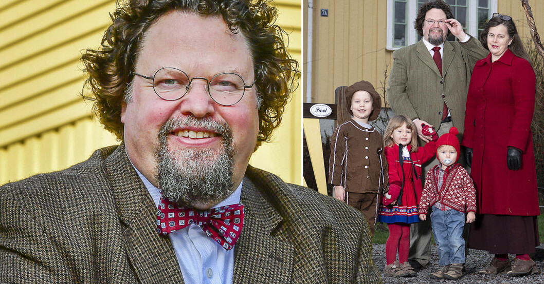 Edward Blom med familjen.