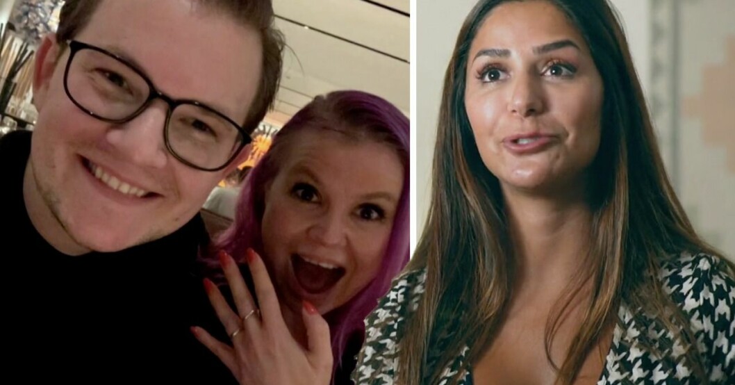 Jacob och Elina dök upp till återträffen tillsammans, vilket inte uppskattades av Elahe. Jacob Claesson, Elina Raeder, Elahe Eskandari.