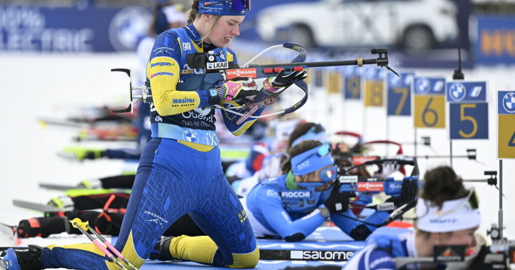 Elvira Öberg tidigare under skidskytte-VM i Oberhof. Öberg anmäld till distansen – men lär inte köra