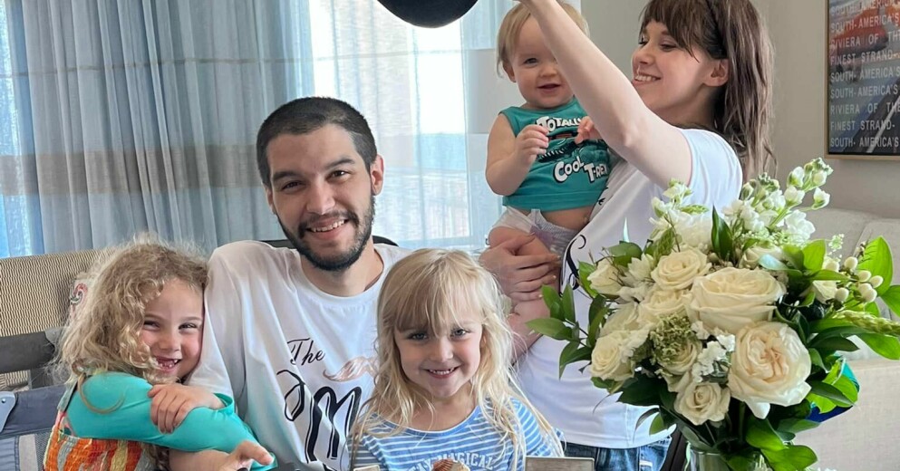Emily Draper Knisley och Hunter Knisley med sina barn. Emily Draper Knisleys och Hunter Knisleys familj