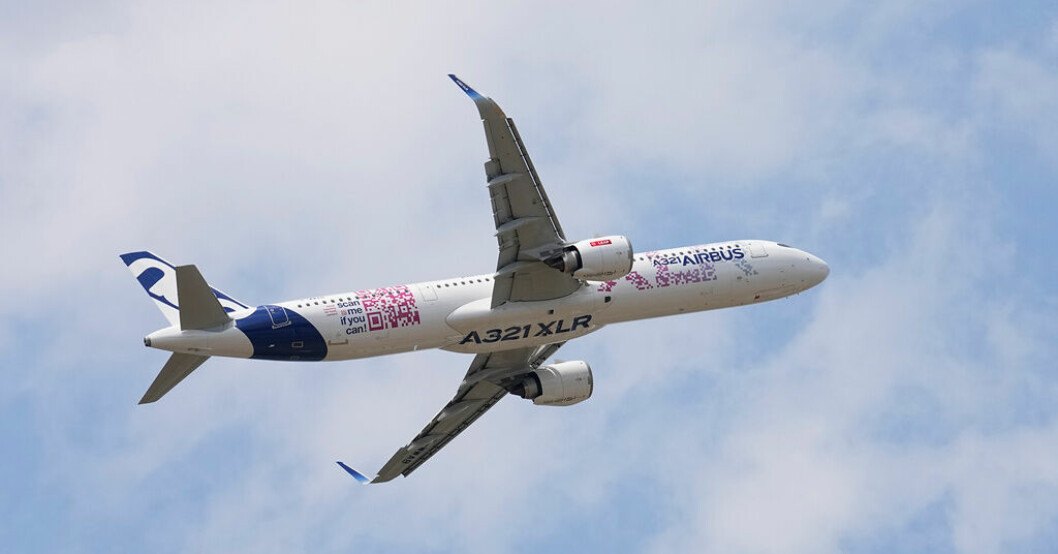 En Airbus av modell A321 som visades upp i samband med veckans flygshow i Paris. Kraftig efterfrågan lyfter flygindustrin