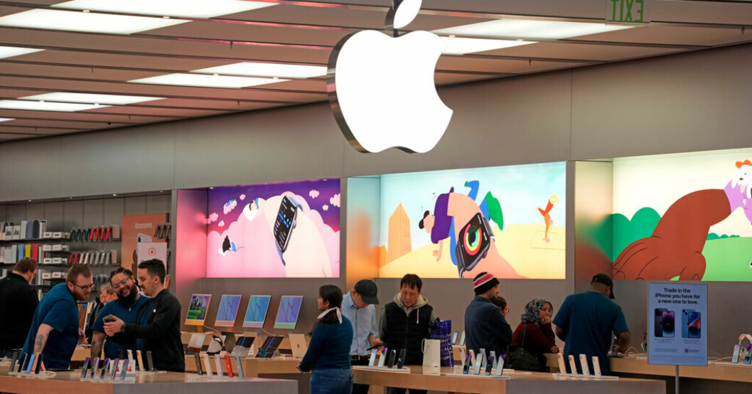 En Apple-butik i Pittsburgh, USA. Arkivbild. Apple under lupp i Tyskland