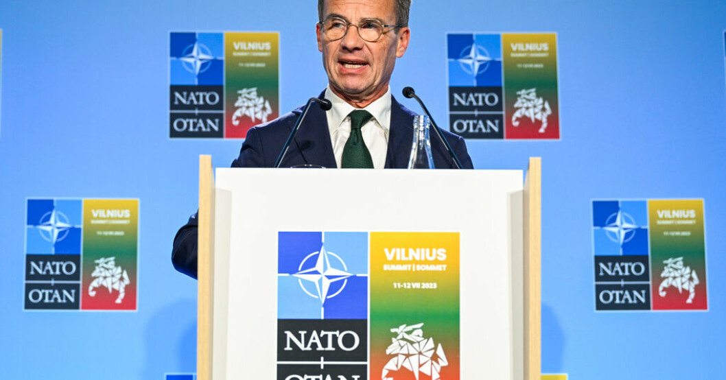 En glad statsminister Ulf Kristersson presenterade på måndagskvällen överenskommelsen med Turkiet. Arkivbild. Kristersson: Risk för rysk påverkan