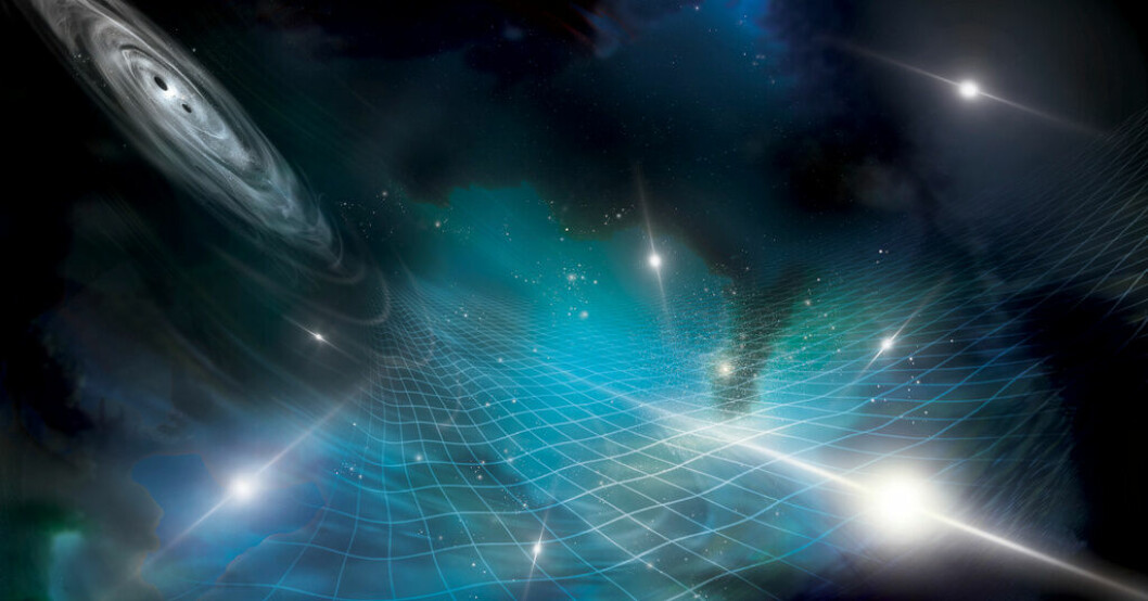 En illustration av de gravitationsvågor som forskare upptäckt i rymden. Första bevis för "bakgrundsvågor" i rymden