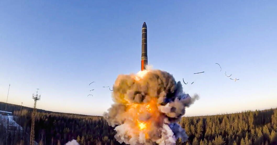 En interkontinental robot avfyras från nordvästra Ryssland under ett test. Bilden från en inspelning som delats av det ryska försvarsdepartementet den 9 december 2020. Arkivbild. Putins besked: Pausar nedrustningsavtal