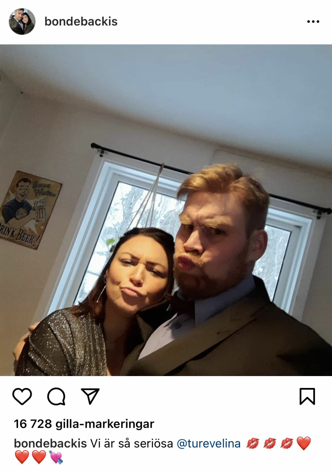 En skärmdump från Backis Instagram-flöde. Han postade en bild på sig och kärleken Evelina dagarna innan julafton 2021 och taggade in flickvännen. En skärmdump från Backis Instagram-flöde. Han postade en bild på sig och kärleken Evelina dagarna innan julafton 2021 och taggade in flickvännen.
