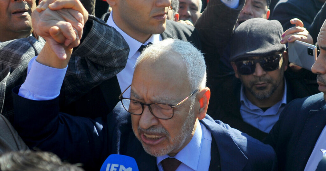 Ennahdas partiledare Rached Ghannouchi har frihetsberövats. Arkivbild. Ledande oppositionspolitiker fortsatt fängslad