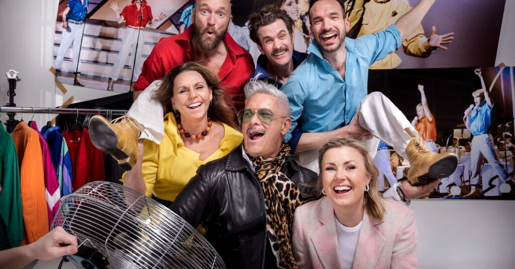 Ensemblen i "De' e' det här vi kallar kärlek" som spelas på Nöjesteatern i Malmö i höst. Pressbild. De spelar i Lasse Holm-musikalen
