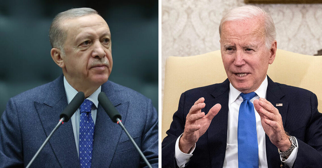 Turkiets president Erdogan och USA:s president Joe Biden.