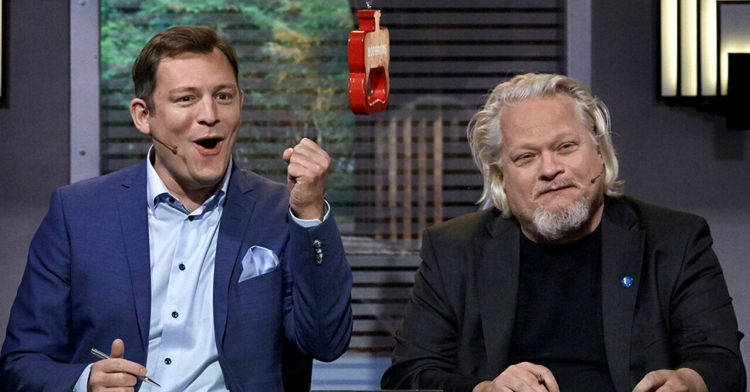 Eric Ericson med skådisvännen Kjell Wilhelmsen i På spåret 2018.