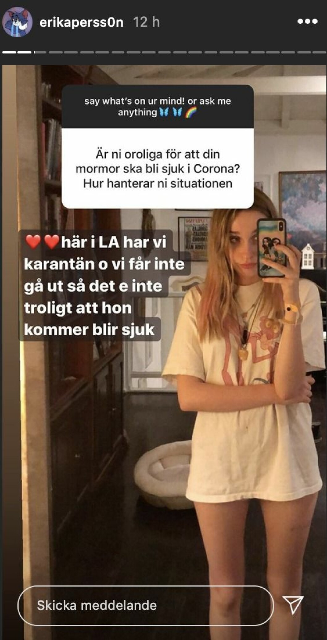 FOTO: Instagram Erika Persson frågestund på Instagram