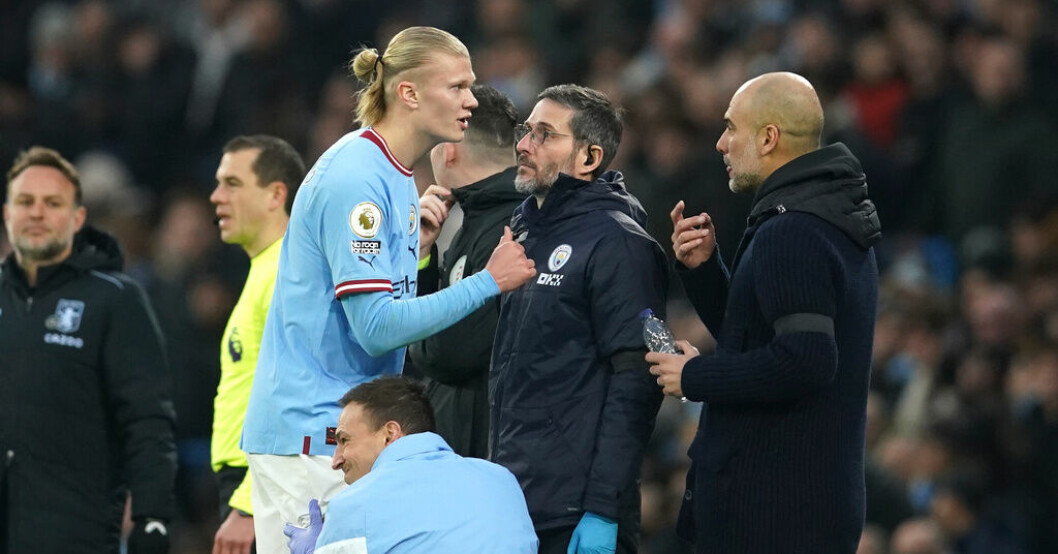 Erling Braut Haaland tvingades kliva av skadad mot Aston Villa. Beskedet efter Haalands skada: "En smäll"