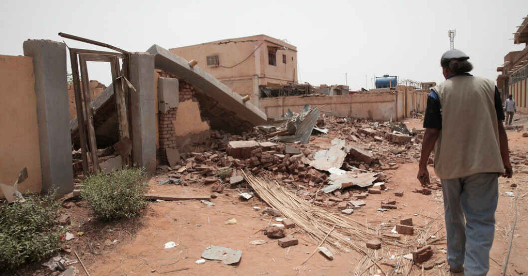 Ett sönderbombat kvarter i Sudans huvudstad Khartum. Arkivbild. Överenskommelse om hjälp i Sudan