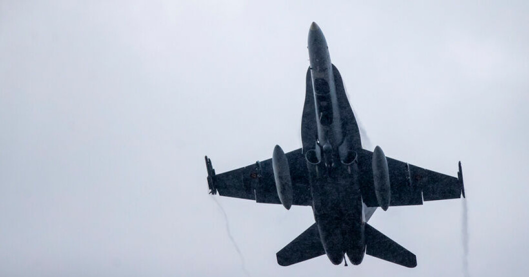 Ett spanskt F18-stridsflygplan. Arkivbild. Stridsflyg kraschade under uppvisning